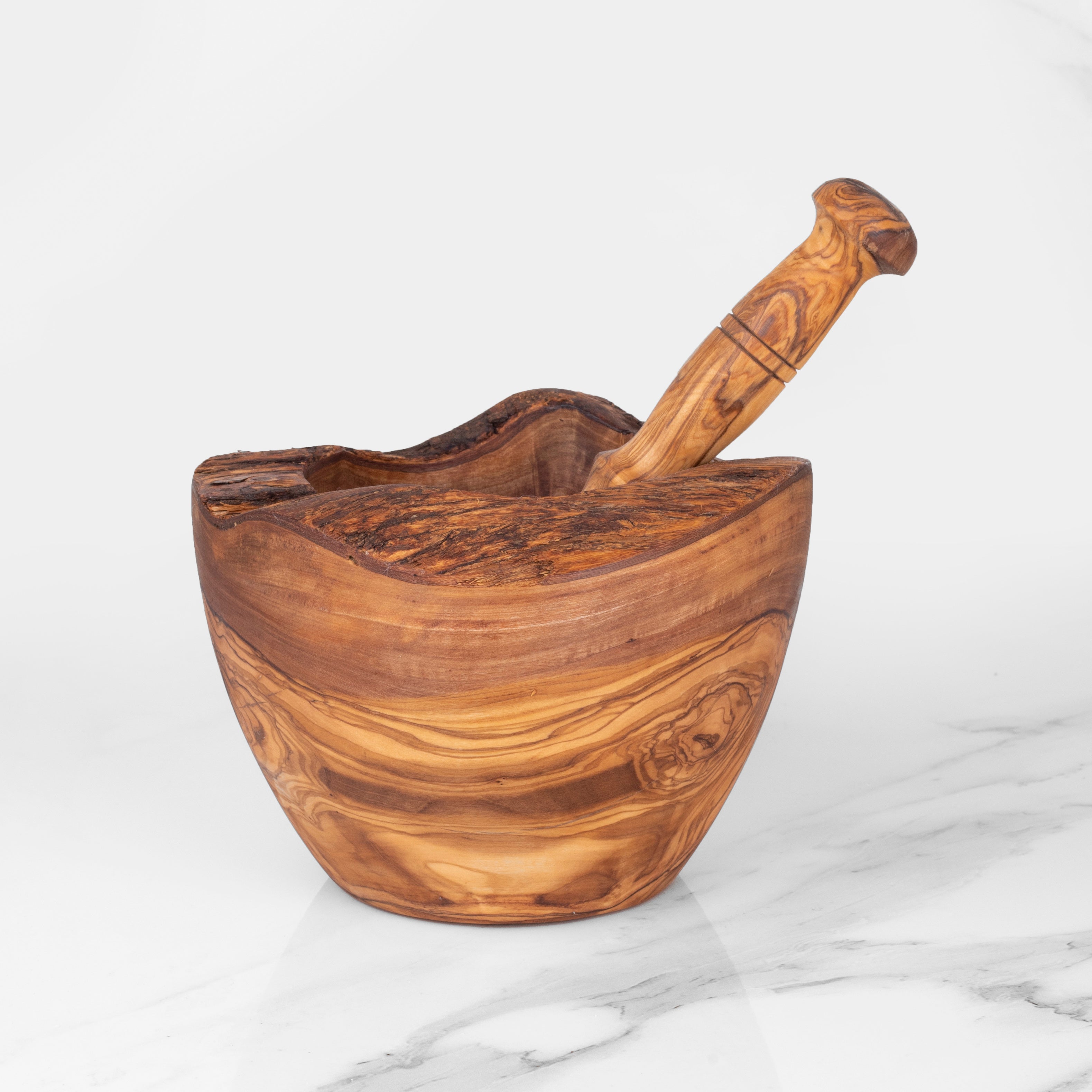Rustic Mortar and Pestle made of Tunisian Olive Wood - ArtisRaw